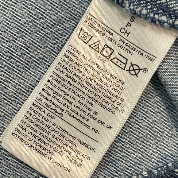 ~ GAP Small Boho Patchwork Denim Mini Dress Button Up 100% Cotton Light/Med/Dark - Picture 13 of 13